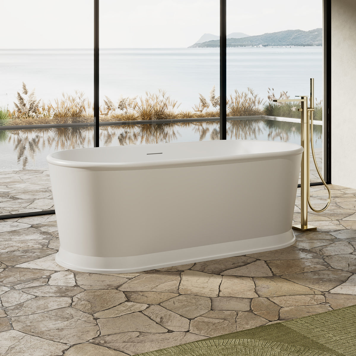 67 Inch MonBlari Solid Surface Freestanding Soaking Tub