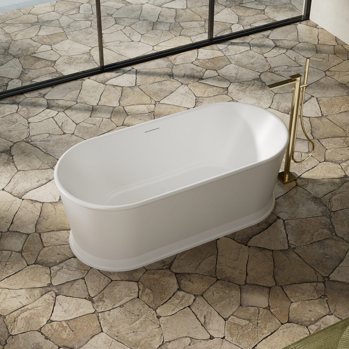 67 Inch MonBlari Solid Surface Freestanding Soaking Tub