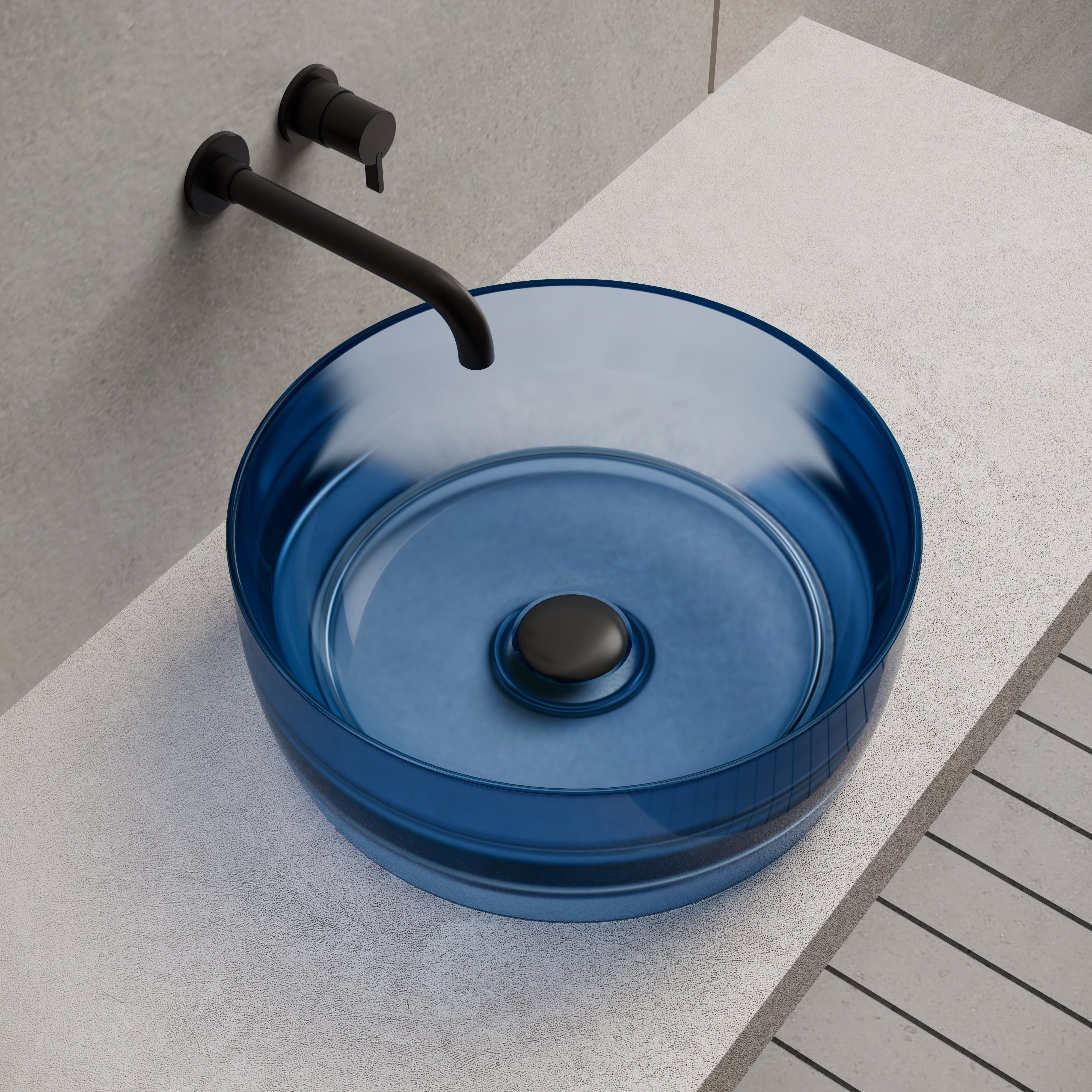 15.7 Inch MonBlari Resin Vessel Bowl Sink Bathroom Sink TW-A105T-SideTop