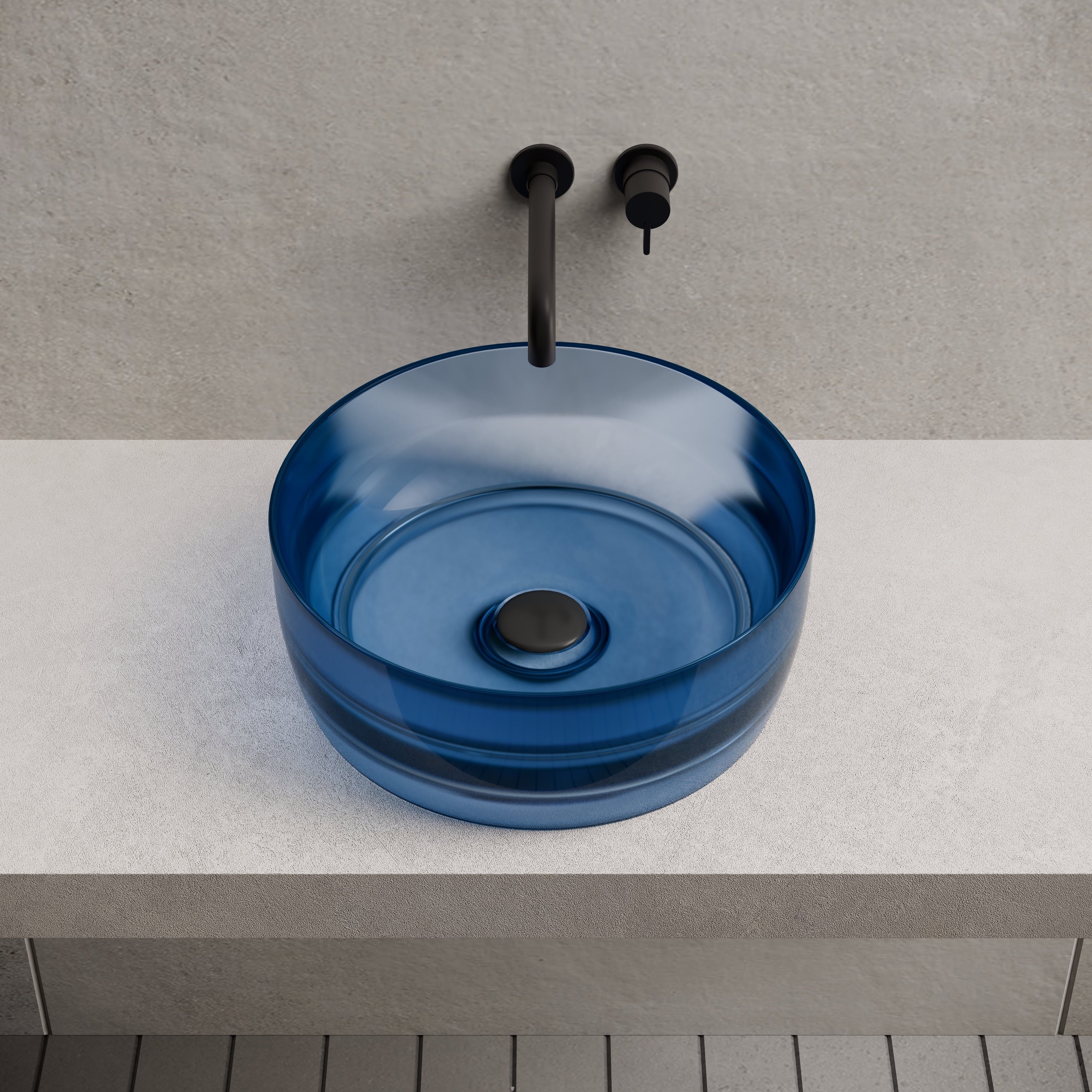 15.7 Inch MonBlari Resin Vessel Bowl Sink Bathroom Sink TW-A105T-FrontTop