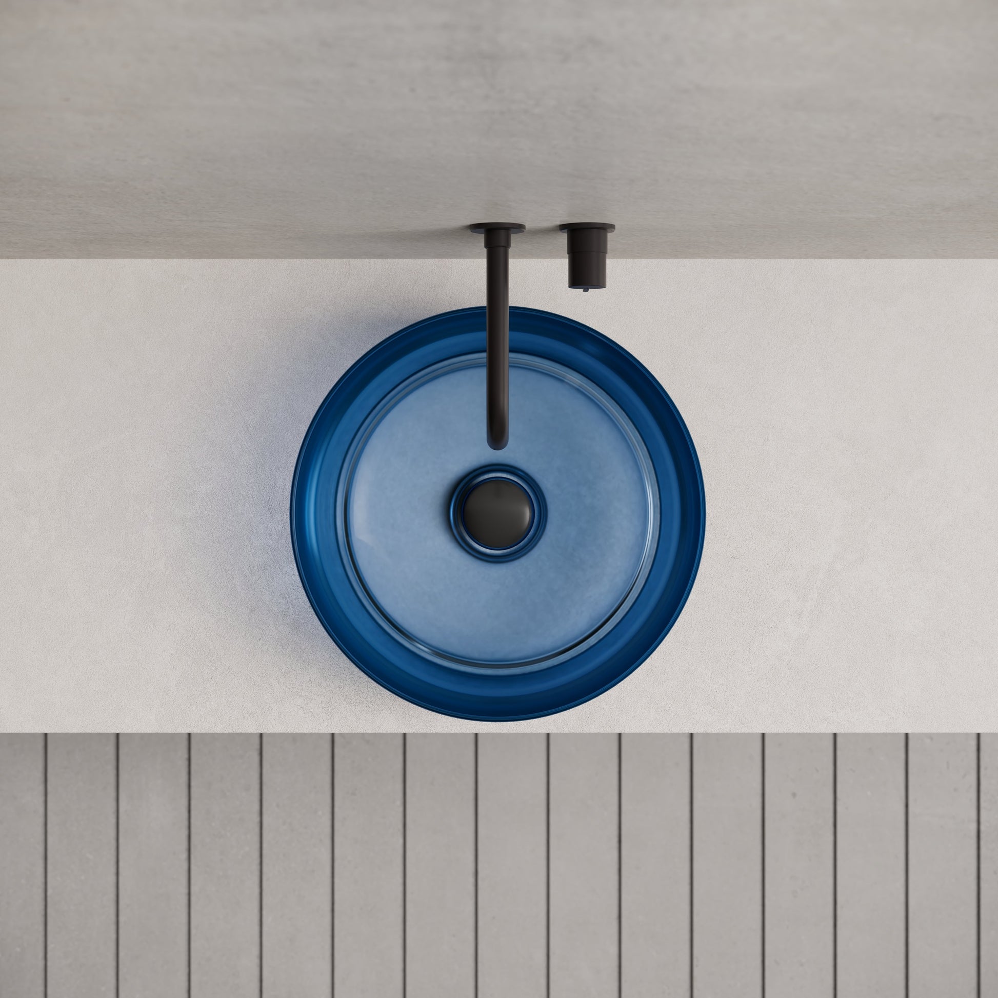 15.7 Inch MonBlari Resin Vessel Bowl Sink Bathroom Sink TW-A105T-TopView