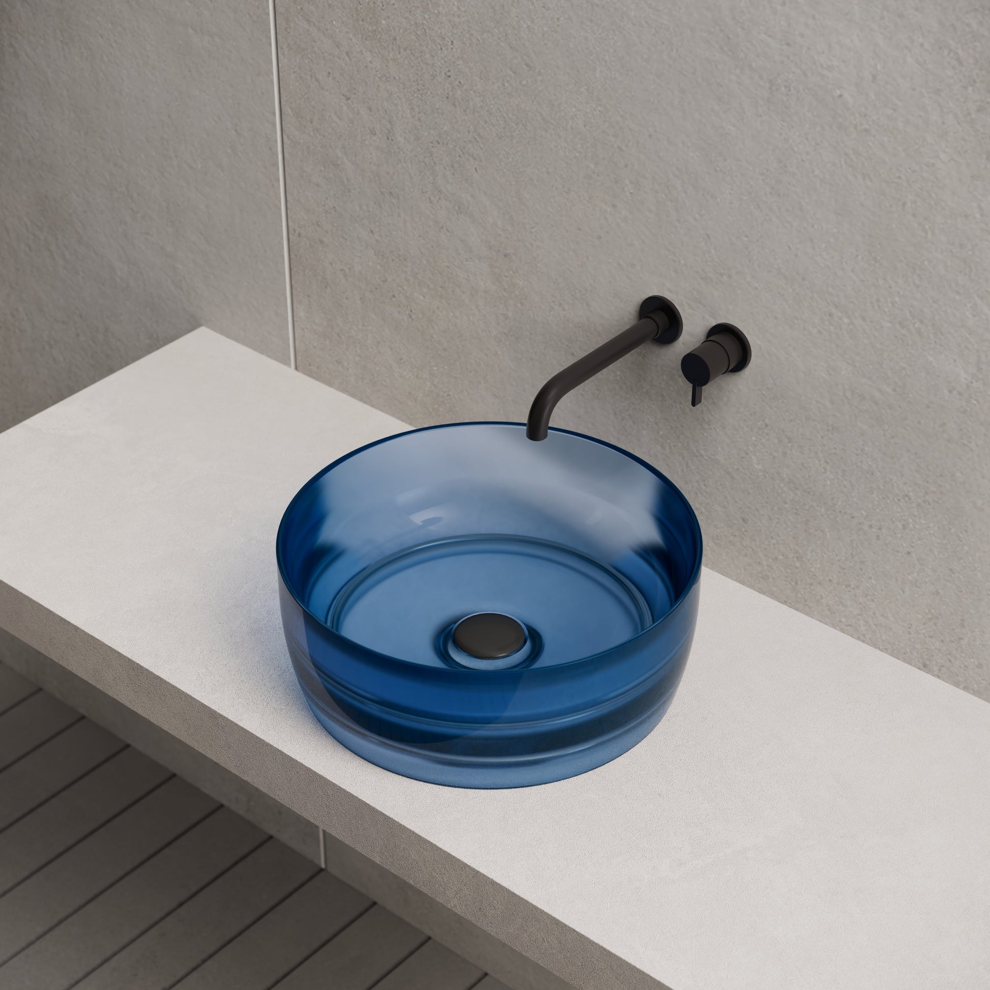 15.7 Inch MonBlari Resin Vessel Bowl Sink Bathroom Sink TW-A105T-SideTop