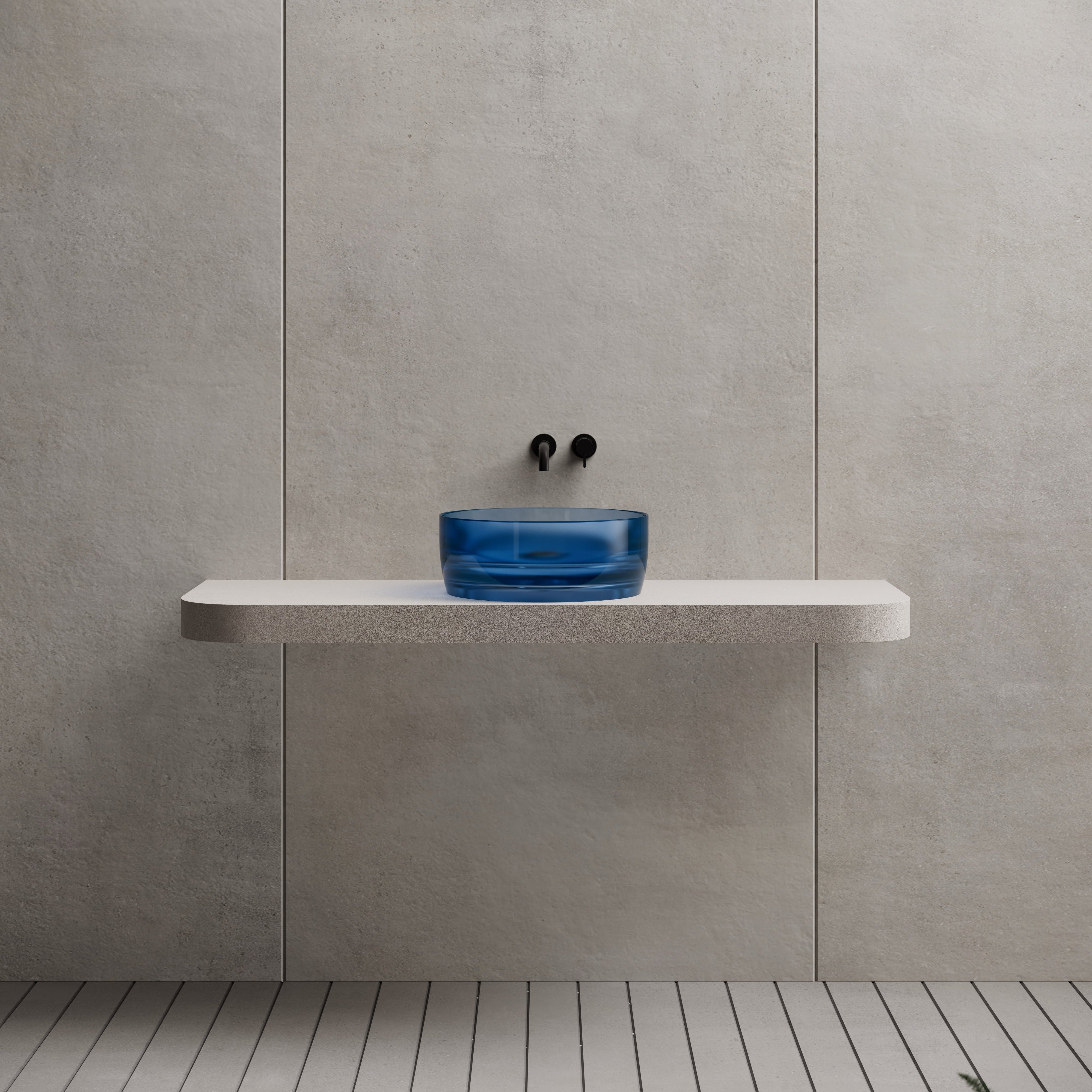 15.7 Inch MonBlari Resin Vessel Bowl Sink Bathroom Sink TW-A105T-FrontView