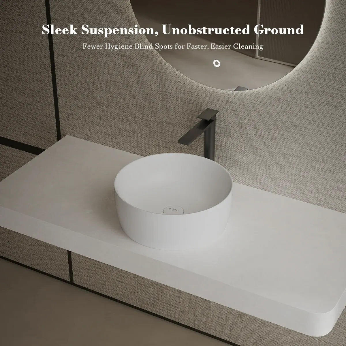 15.7 Inch MonBlari CANVA SERIES Solid Surface Vessel Bowl Sink Bathroom Sink