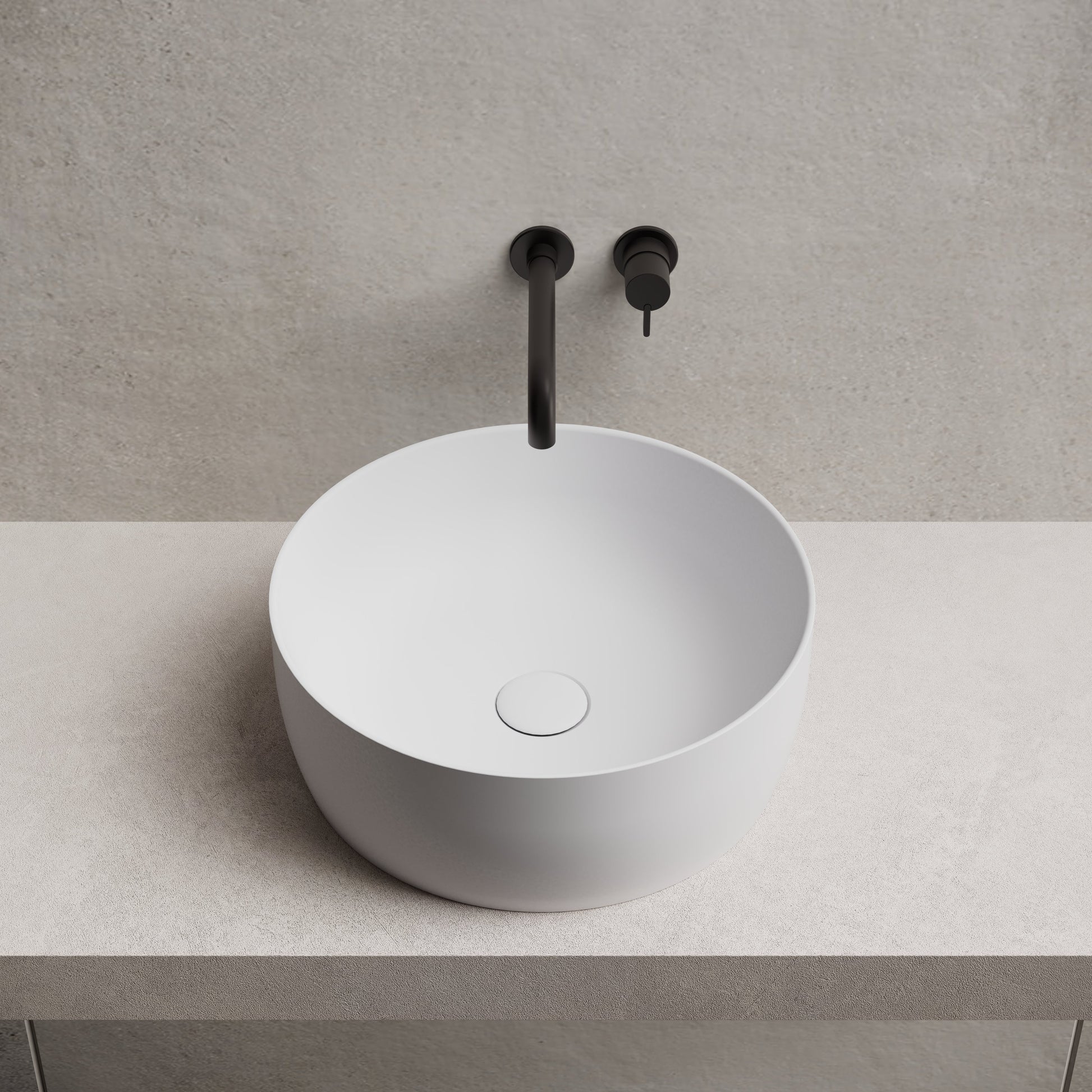 15.7 Inch MonBlari Solid Surface Vessel Bowl Sink Bathroom Sink TW-A105-FrontTop