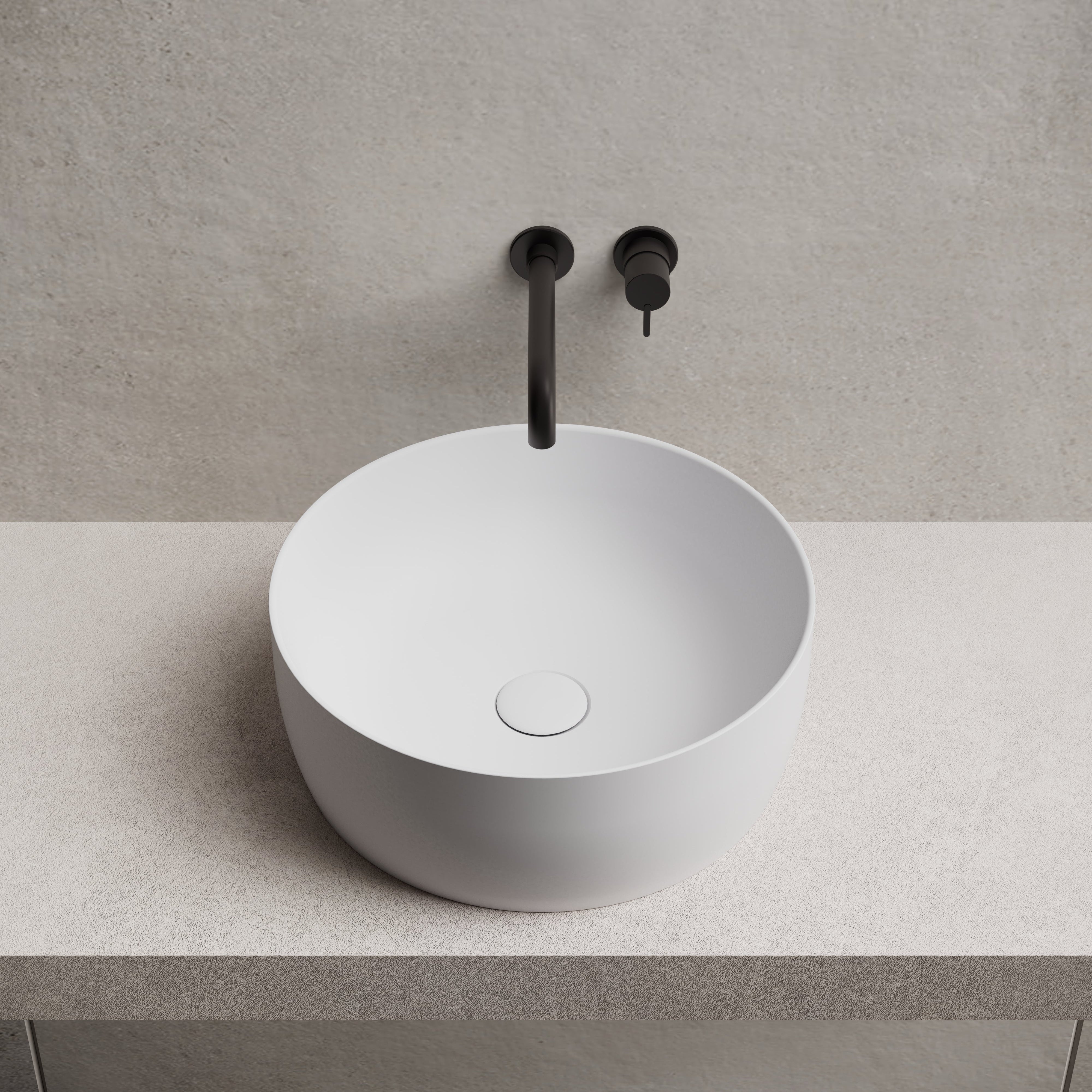 15.7 Inch MonBlari Solid Surface Vessel Bowl Sink Bathroom Sink TW-A105-FrontTop