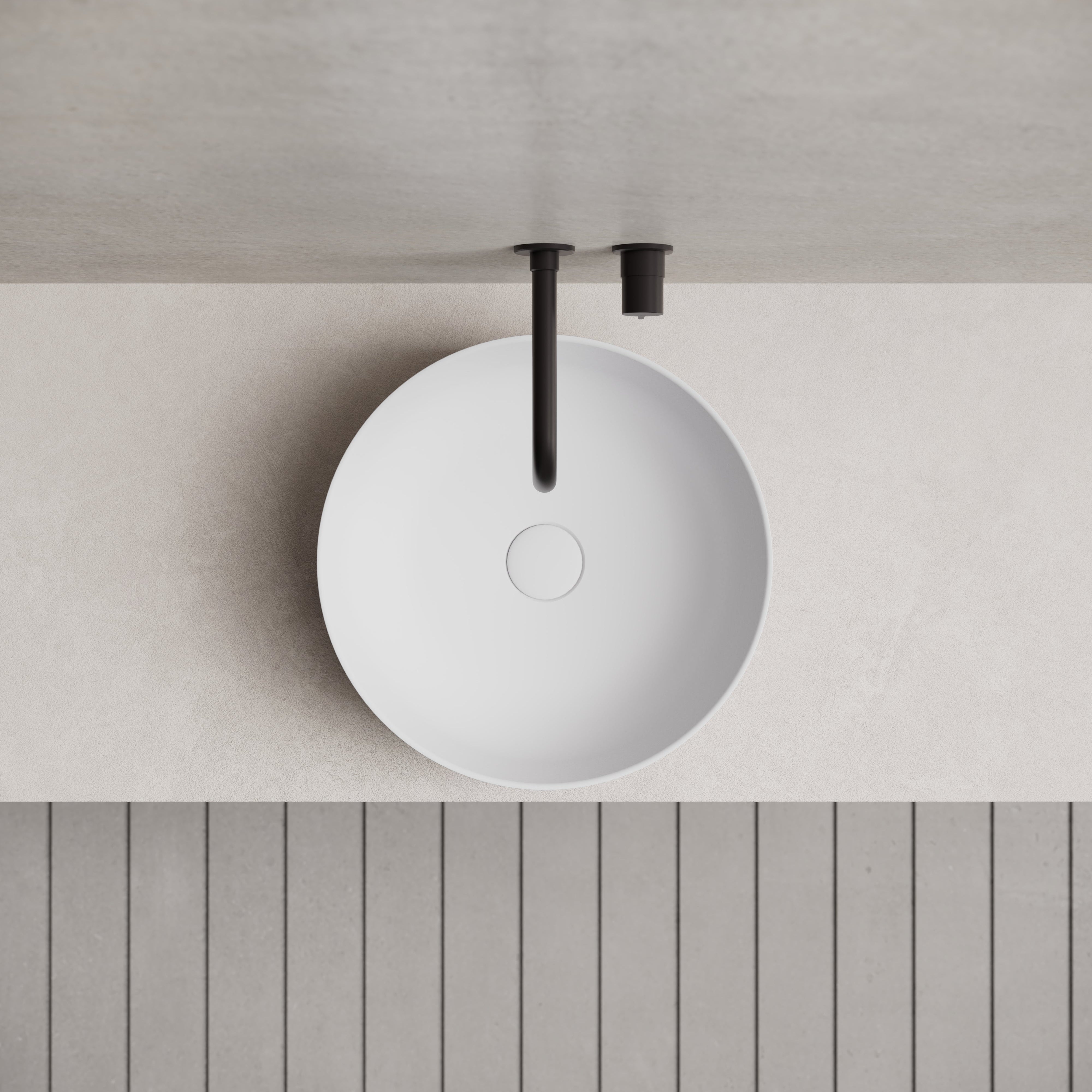 15.7 Inch MonBlari Solid Surface Vessel Bowl Sink Bathroom Sink TW-A105-TopView