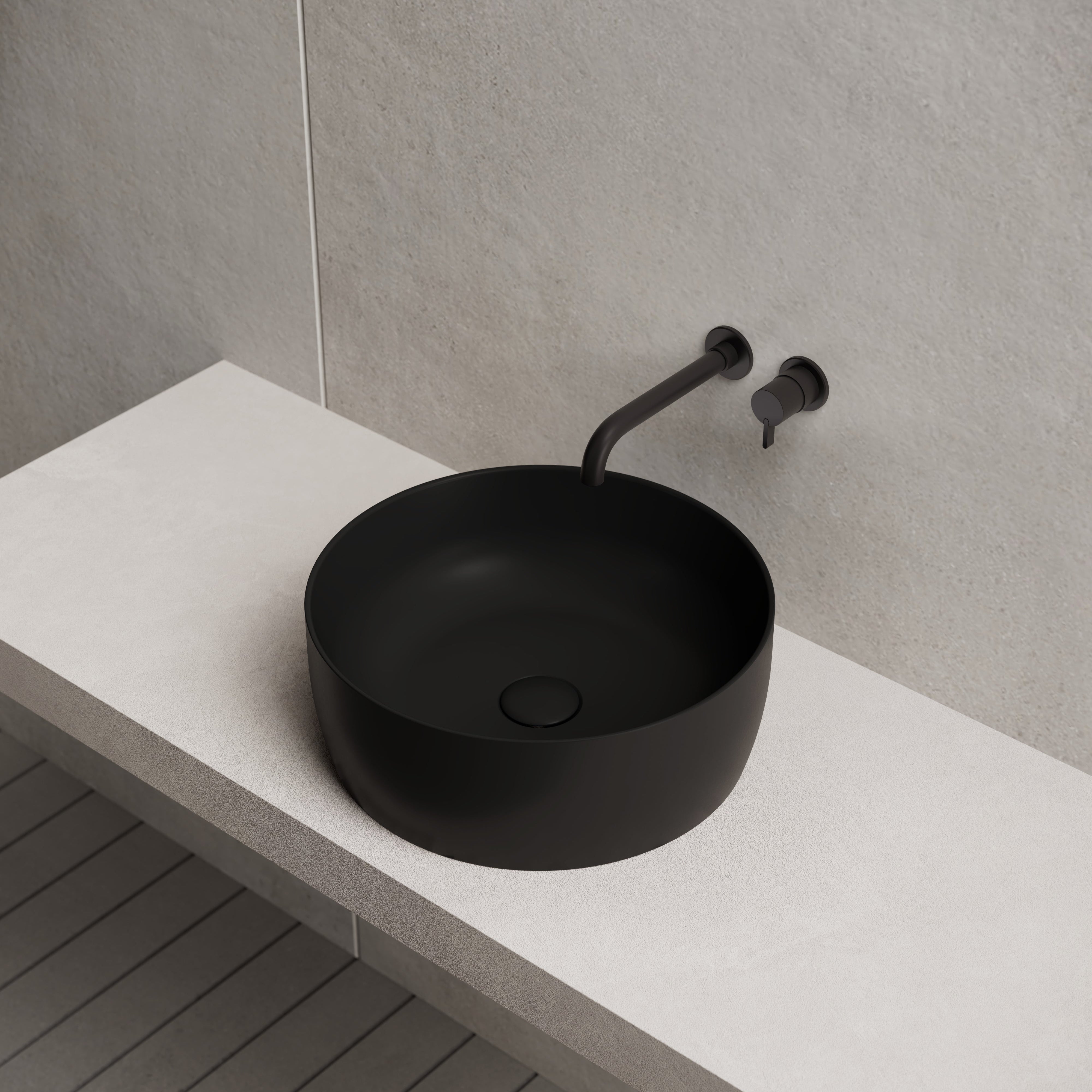 15.7 Inch MonBlari Solid Surface Vessel Bowl Sink Bathroom Sink TW-A105-SideTop