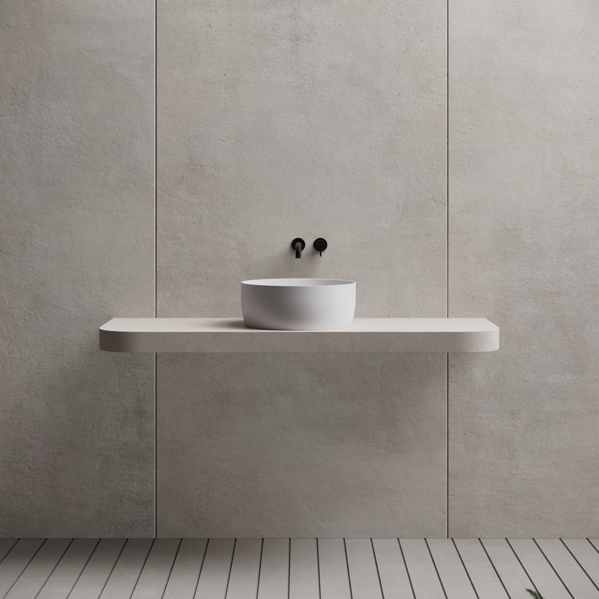 15.7 Inch MonBlari Solid Surface Vessel Bowl Sink Bathroom Sink TW-A105-FrontView