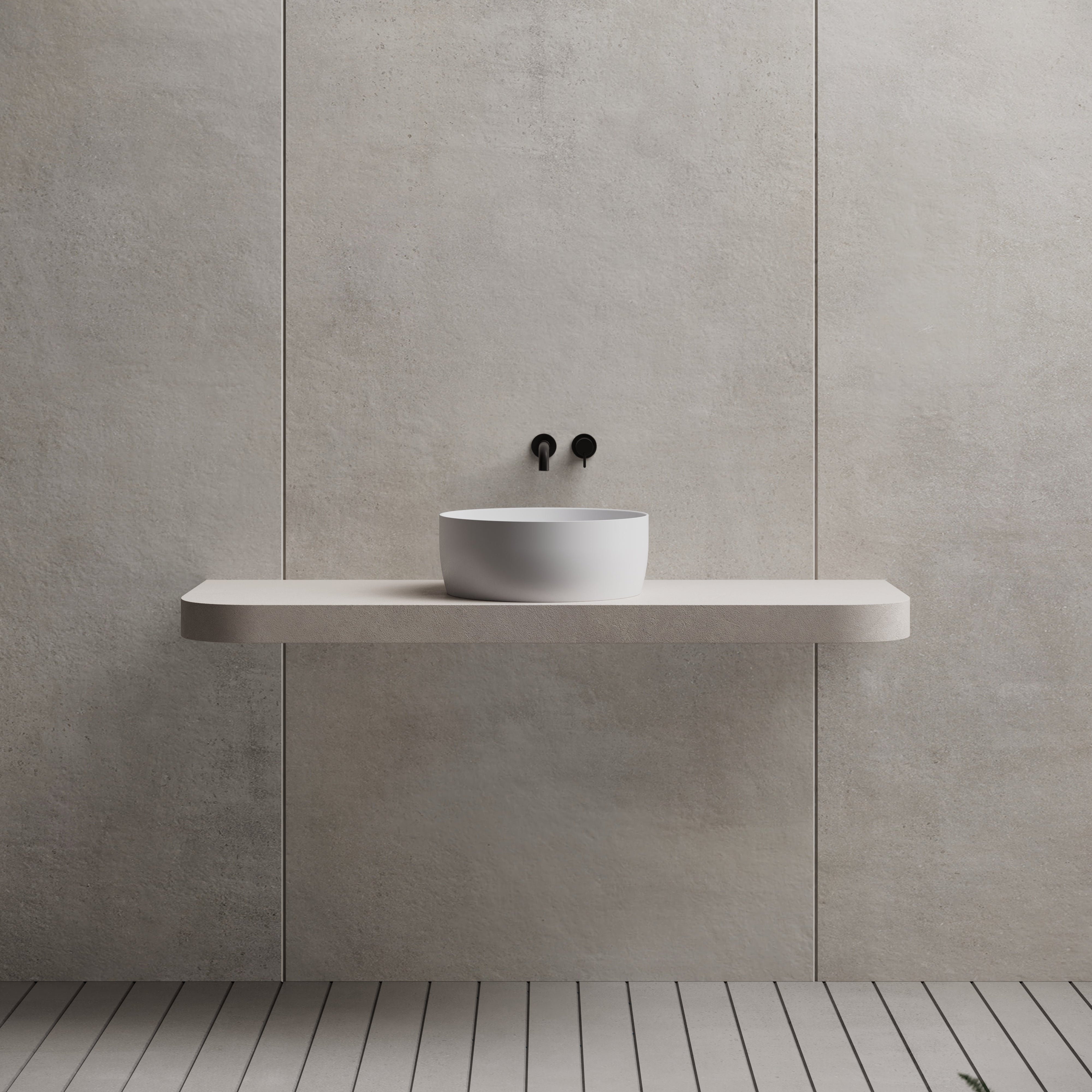 15.7 Inch MonBlari Solid Surface Vessel Bowl Sink Bathroom Sink TW-A105-FrontView