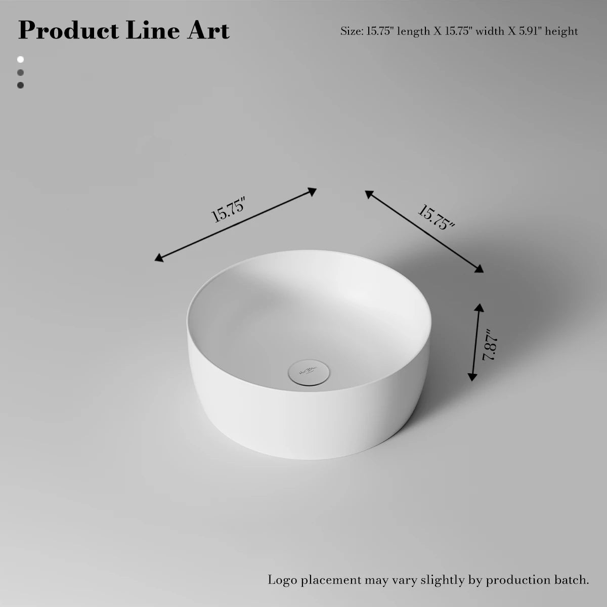 15.7 Inch MonBlari CANVA SERIES Solid Surface Vessel Bowl Sink Bathroom Sink