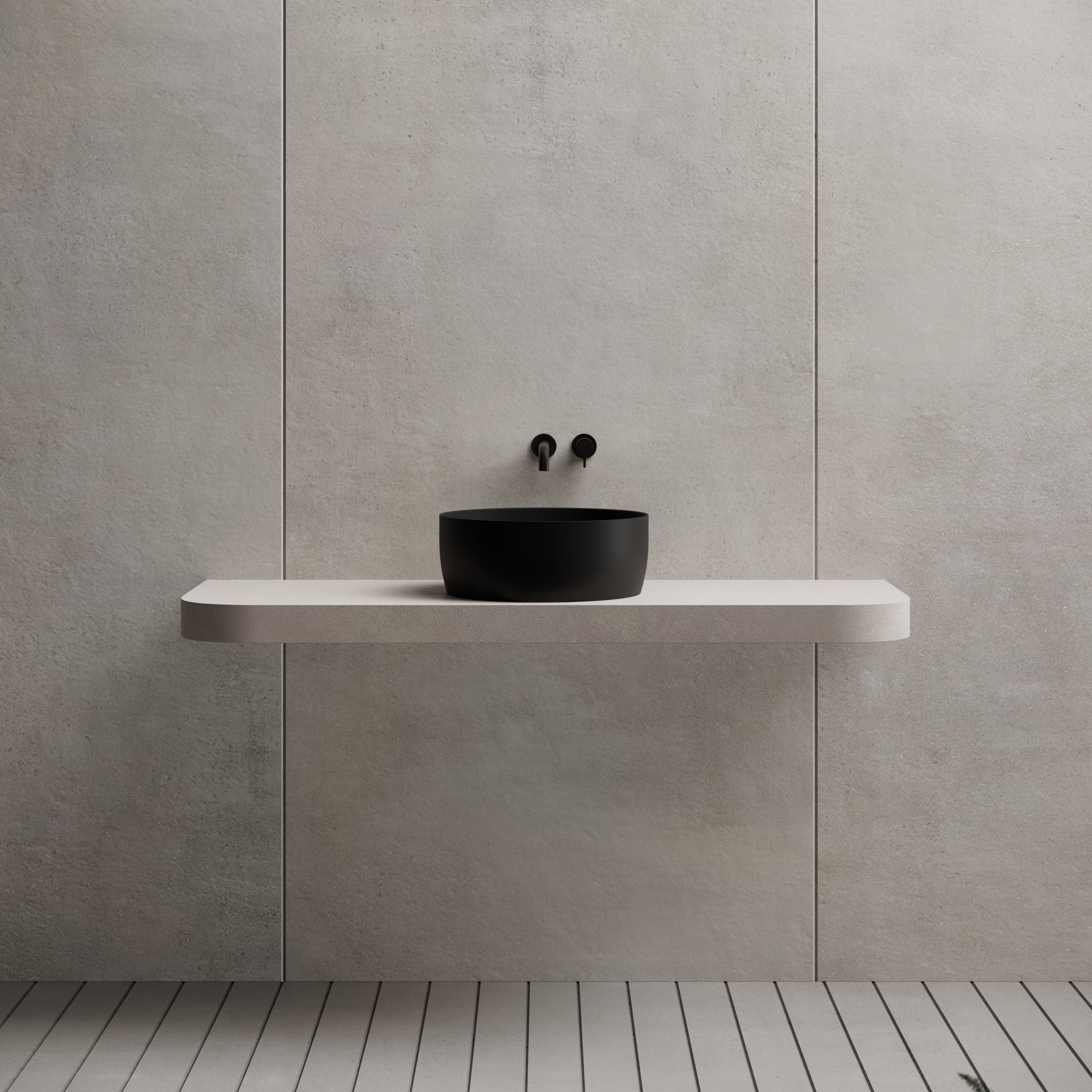 15.7 Inch MonBlari Solid Surface Vessel Bowl Sink Bathroom Sink TW-A105-FrontView