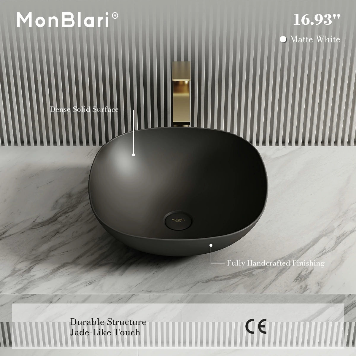 17 Inch MonBlari Round Solid Surface Wash Basin Sink