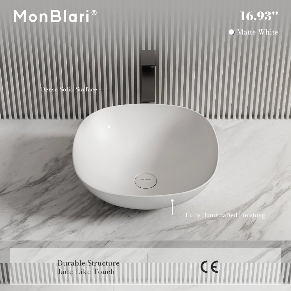 17 Inch MonBlari Round Solid Surface Wash Basin Sink