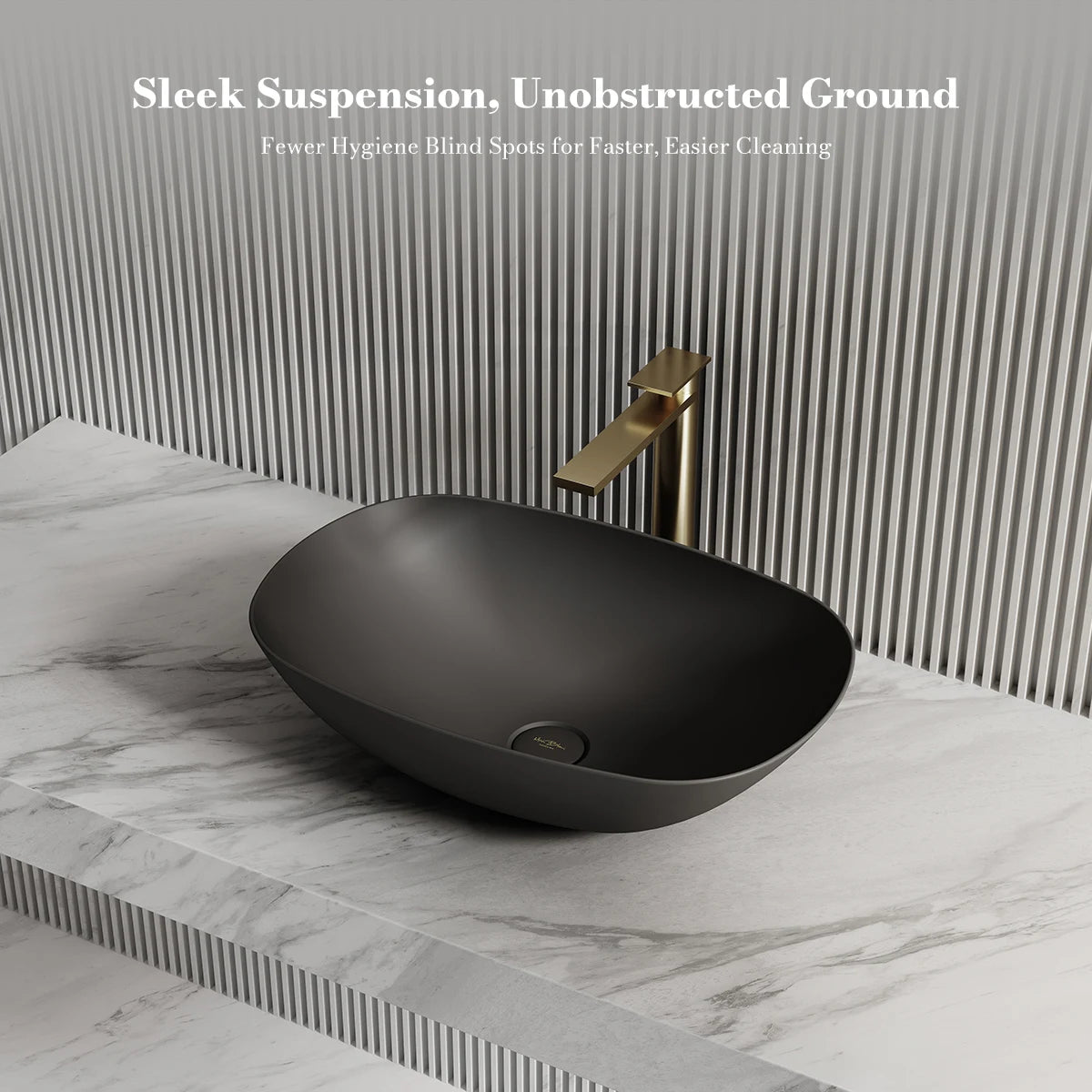 21 Inch MonBlari Modern Oval Solid Surface Vessel Sink for Bathroom