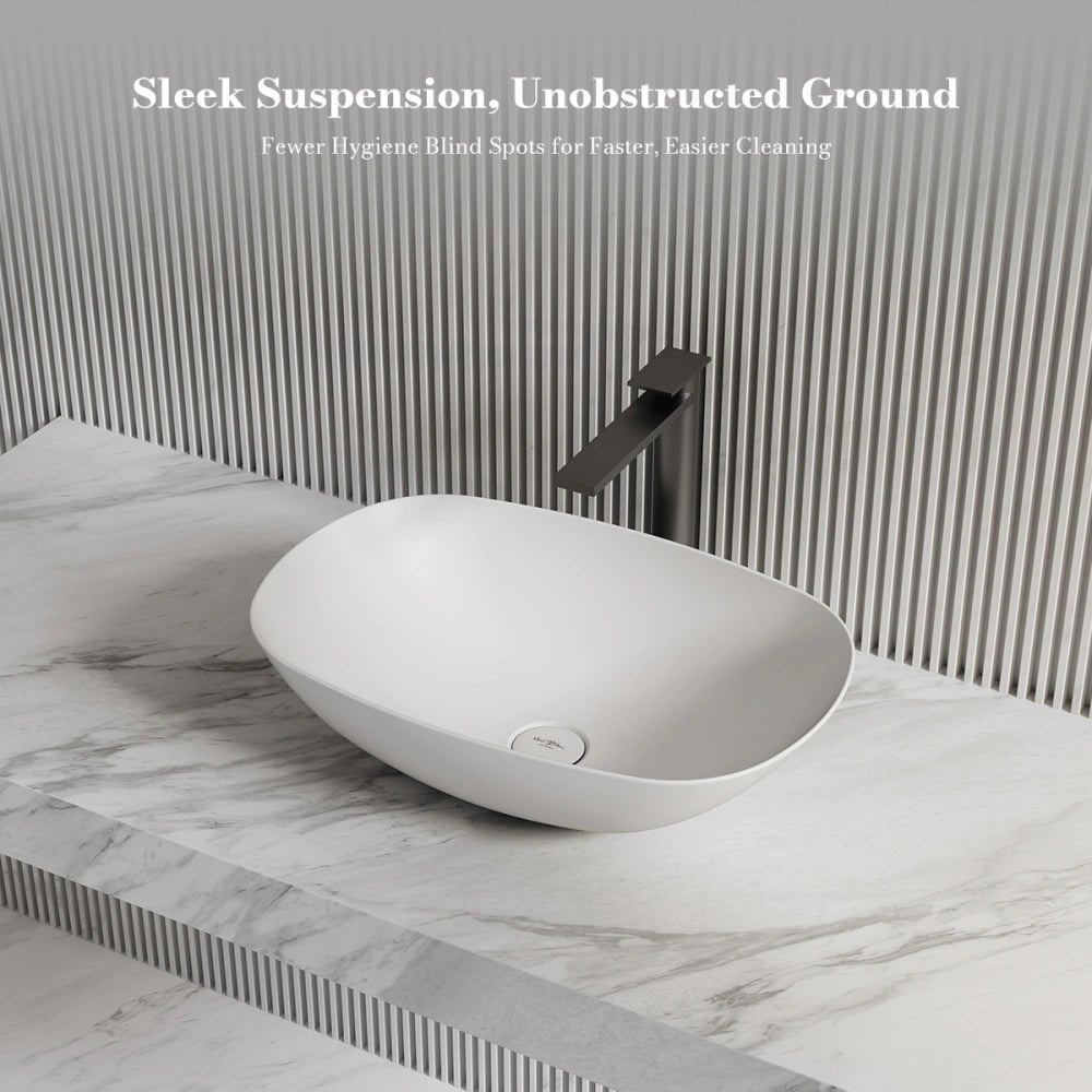 21 Inch MonBlari Modern Oval Solid Surface Vessel Sink for Bathroom