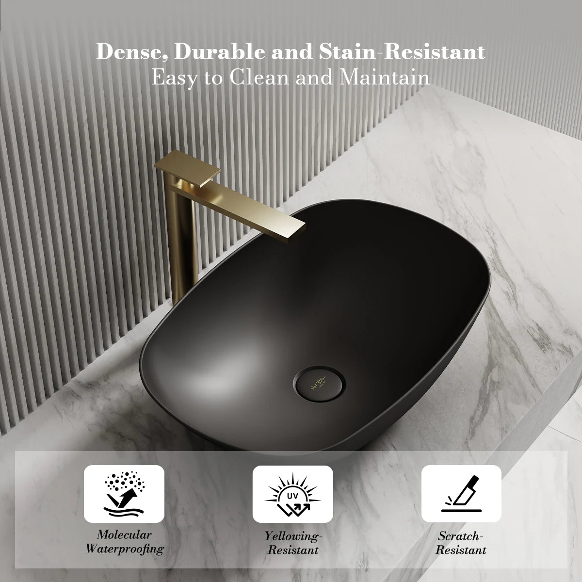 21 Inch MonBlari Modern Oval Solid Surface Vessel Sink for Bathroom
