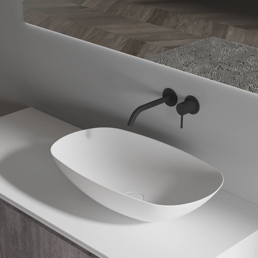 25 Inch MonBlari Elegant Oval Solid Surface Vessel Sink