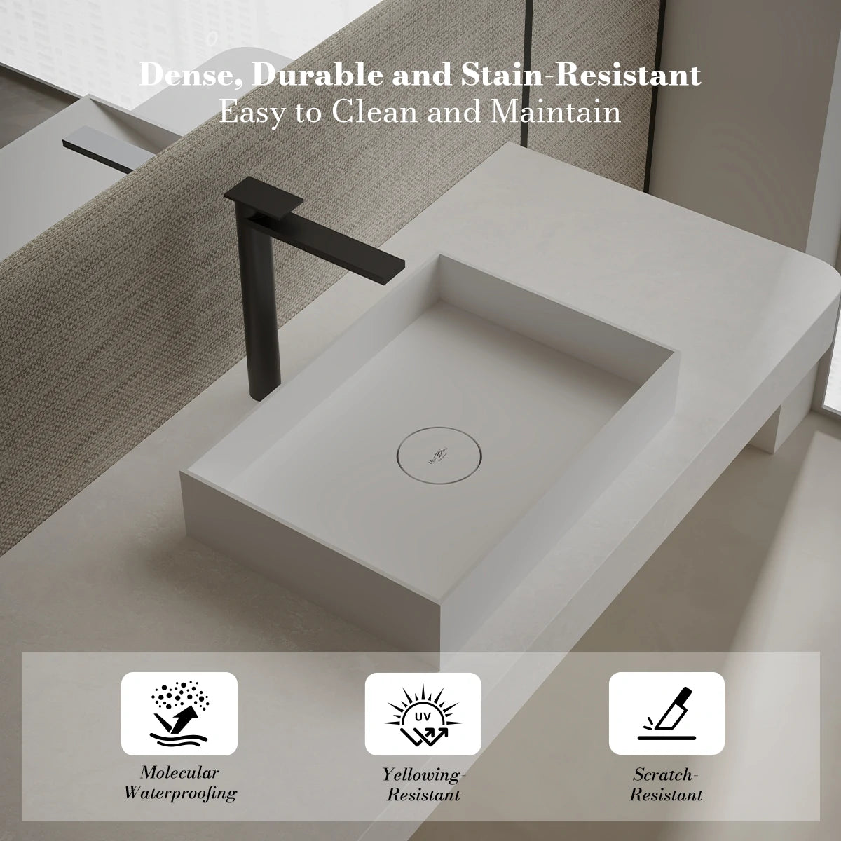 20 Inch MonBlari Solid Surface Vessel Bowl Sink Bathroom Sink