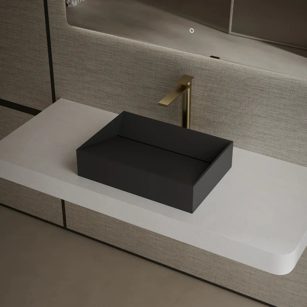 23.6 Inch MonBlari VERVE SERIES Solid Surface Vessel Bowl Sink Bathroom Sink