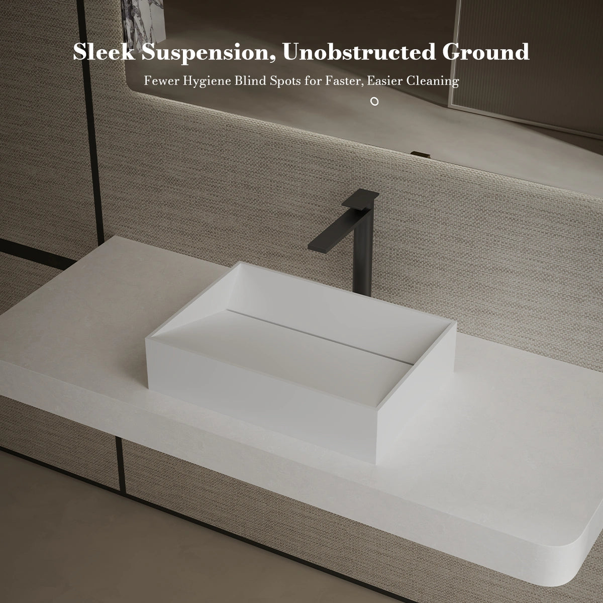 23.6 Inch MonBlari VERVE SERIES Solid Surface Vessel Bowl Sink Bathroom Sink