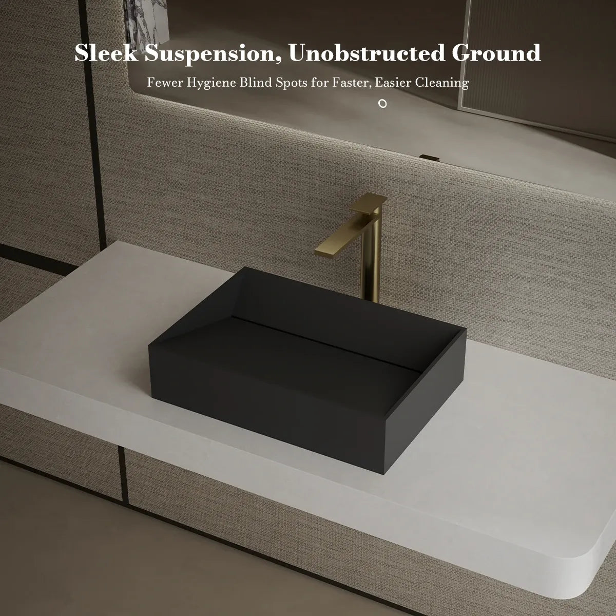 23.6 Inch MonBlari VERVE SERIES Solid Surface Vessel Bowl Sink Bathroom Sink