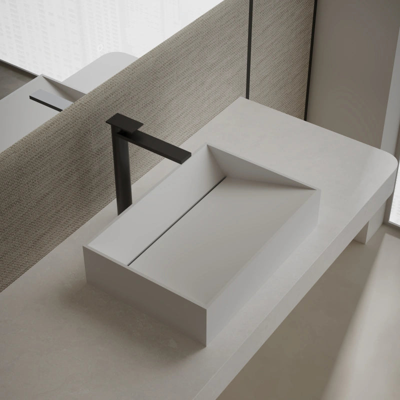 24 Inch MonBlari Contemporary Oval Solid Surface Wash Basin