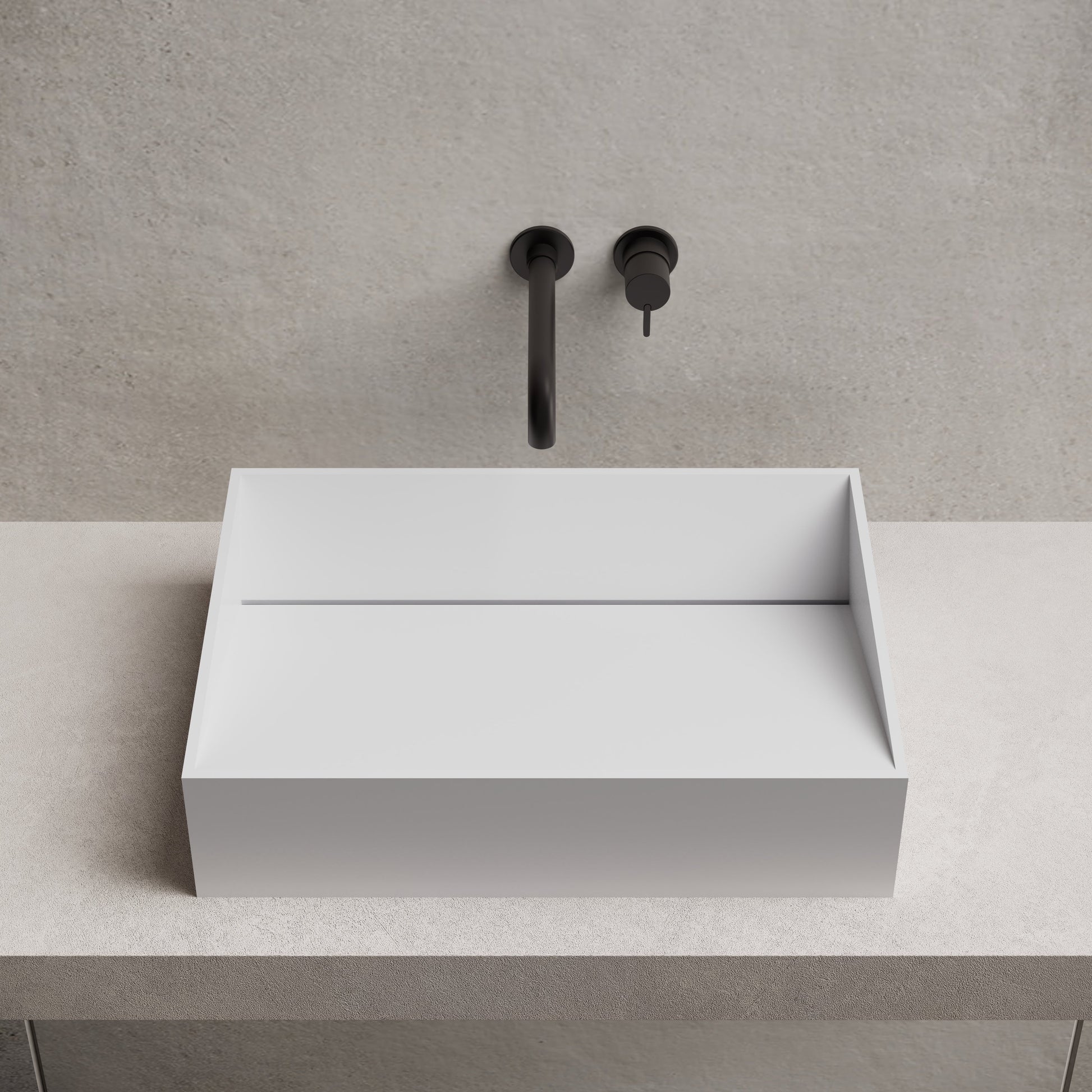 23.6 Inch MonBlari Solid Surface Vessel Bowl Sink Bathroom Sink TW-A113-FrontTop