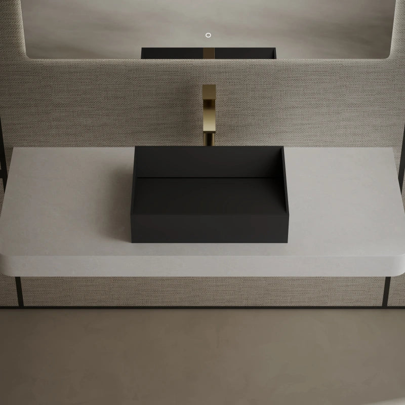24 Inch MonBlari Contemporary Oval Solid Surface Wash Basin