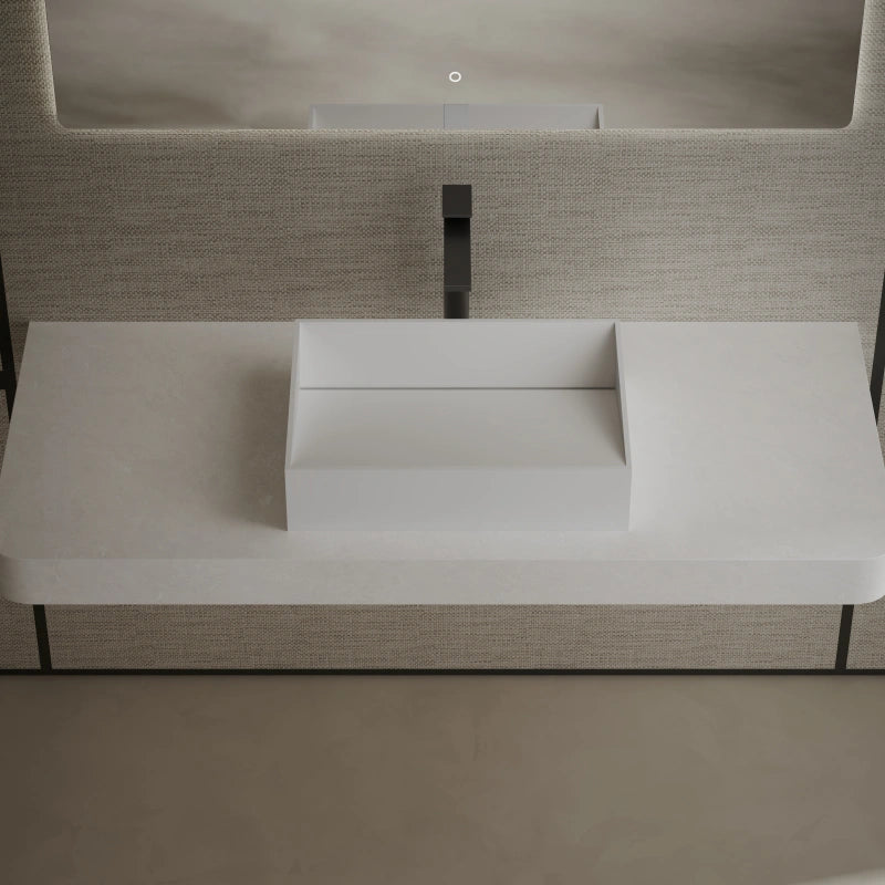 24 Inch MonBlari Contemporary Oval Solid Surface Wash Basin