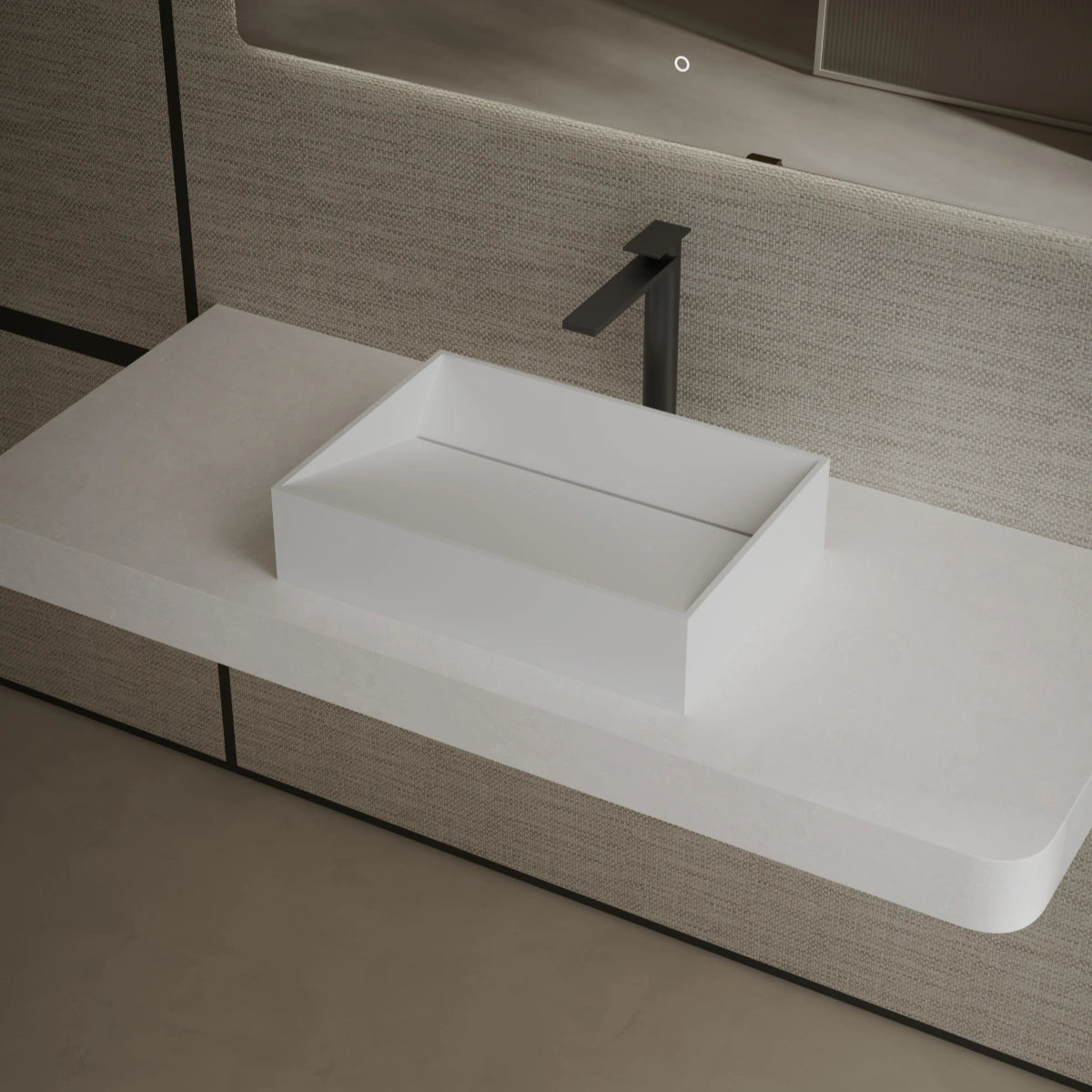 23.6 Inch MonBlari VERVE SERIES Solid Surface Vessel Bowl Sink Bathroom Sink