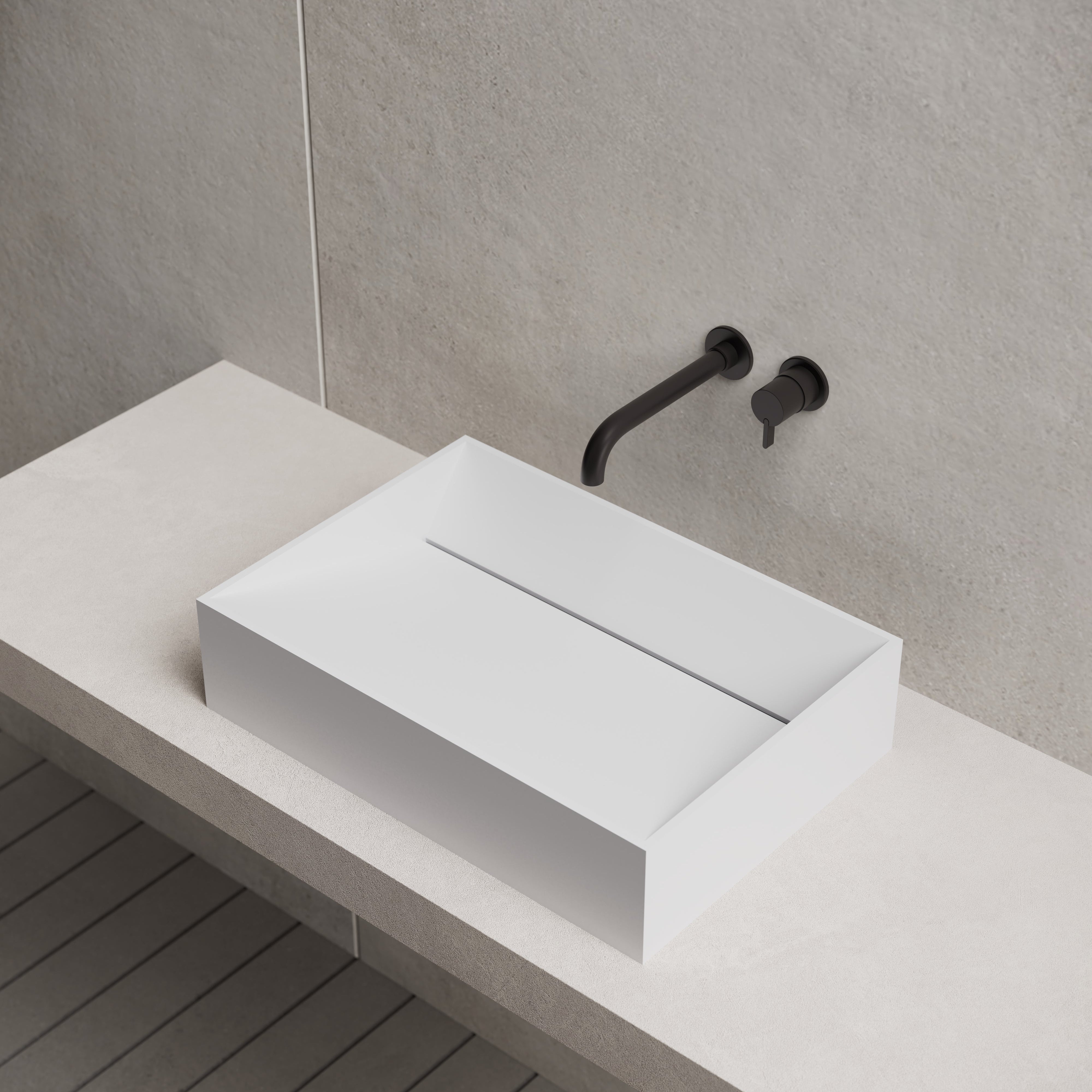 23.6 Inch MonBlari Solid Surface Vessel Bowl Sink Bathroom Sink TW-A113-RightTop