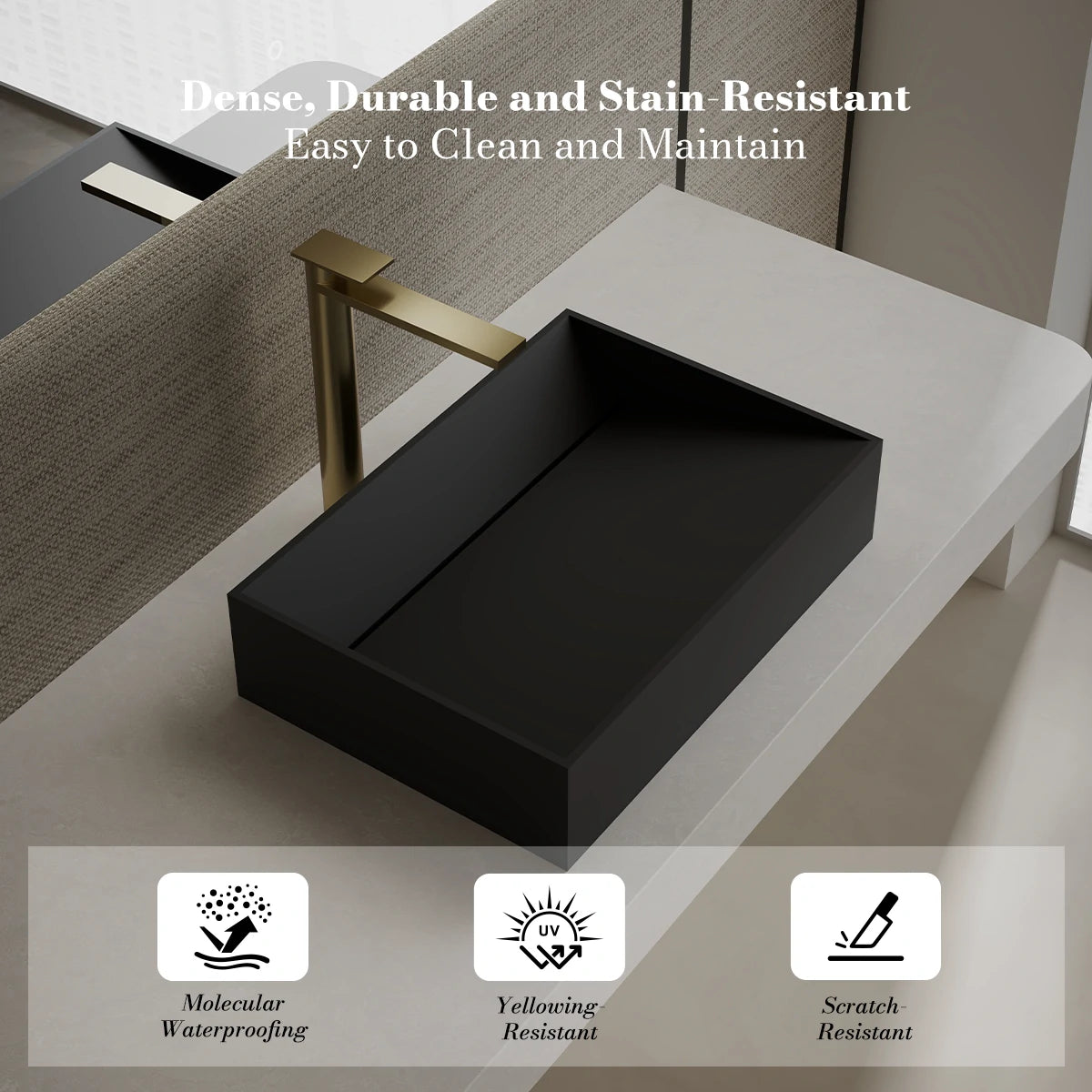 23.6 Inch MonBlari VERVE SERIES Solid Surface Vessel Bowl Sink Bathroom Sink