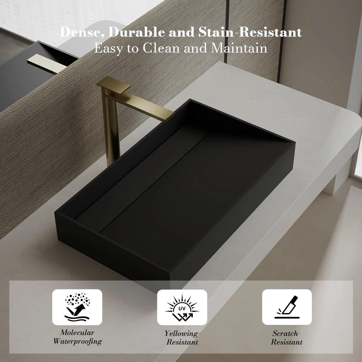 24 Inch MonBlari Contemporary Oval Solid Surface Wash Basin