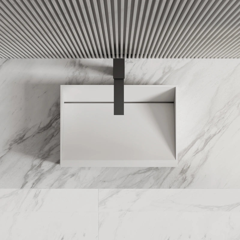 19.7 Inch MonBlari Solid Surface Vessel Bathroom Sink with Direct Drain