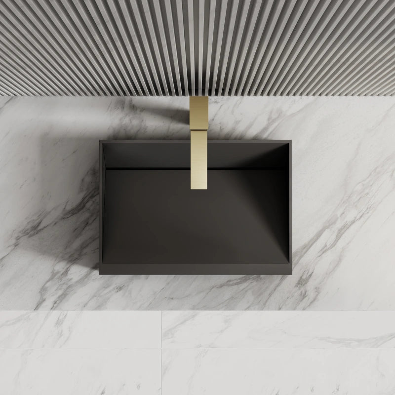 19.7 Inch MonBlari Solid Surface Vessel Bathroom Sink with Direct Drain