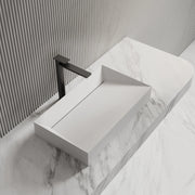 MonBlari Solid Surface Matte White Rectangular Bathroom Vessel Sink