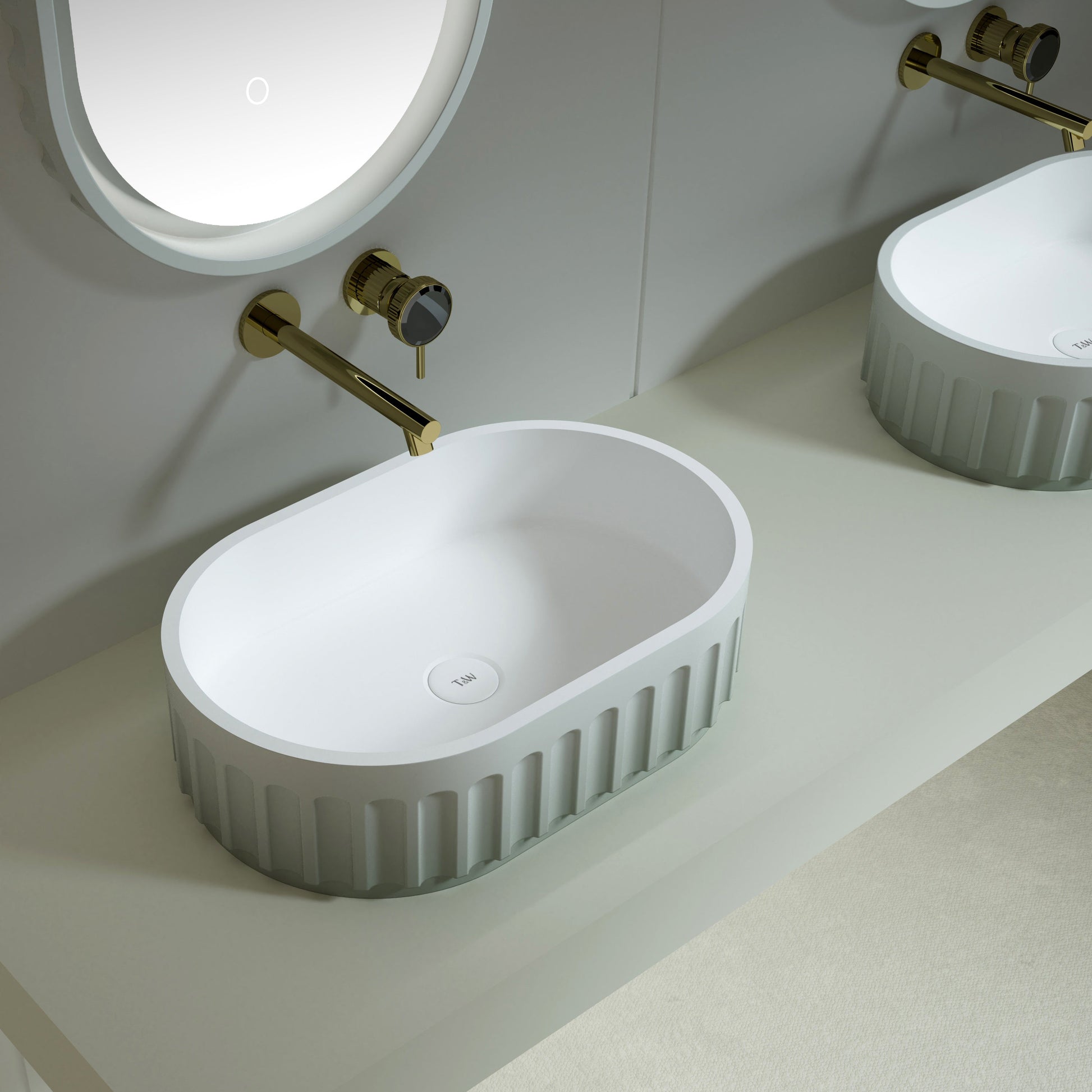 MonBlari Solid Surface Vessel Bowl Sink Bathroom Sink TW-A811-MW-SideView