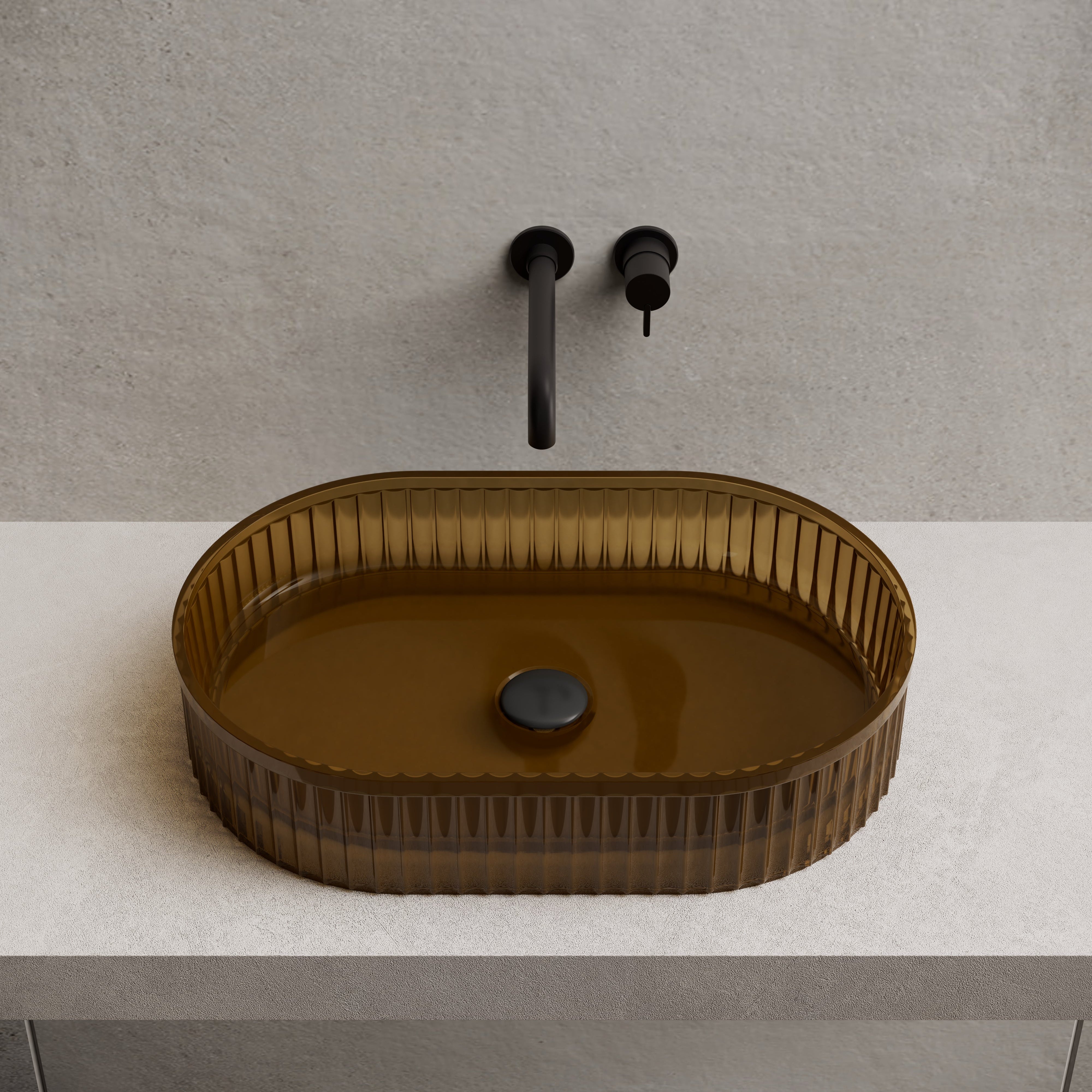 21.7 Inch MonBlari Resin Vessel Bowl Sink Bathroom Sink TW-A8121T-CT22-FrontTop