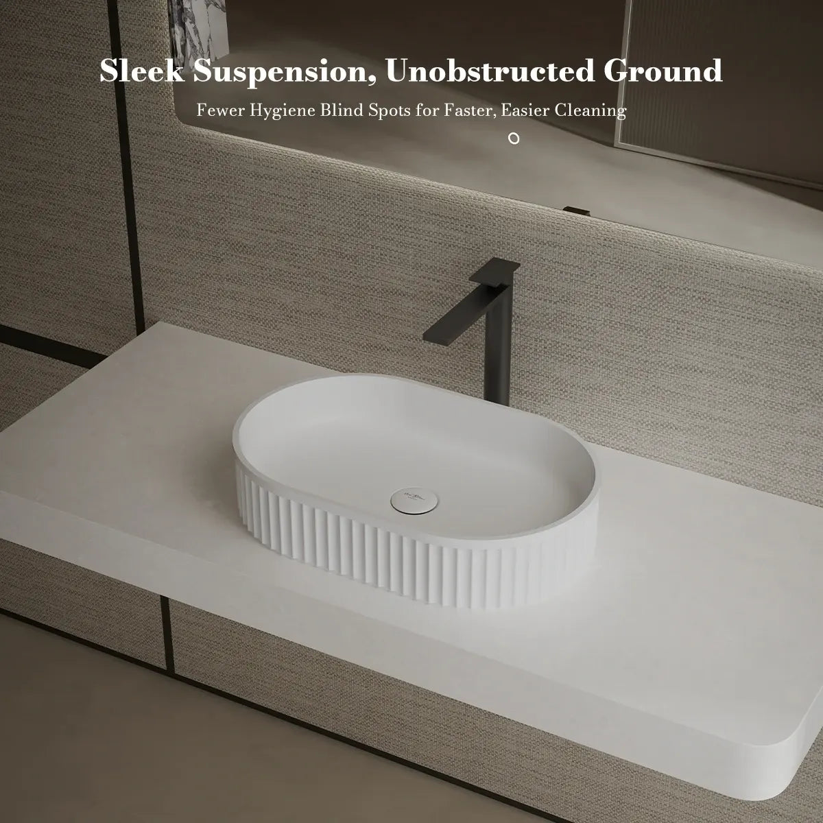 21.7 Inch MonBlari VENUS SERIES Solid Surface Bathroom Vessel Bowl Sink Bathroom Sink