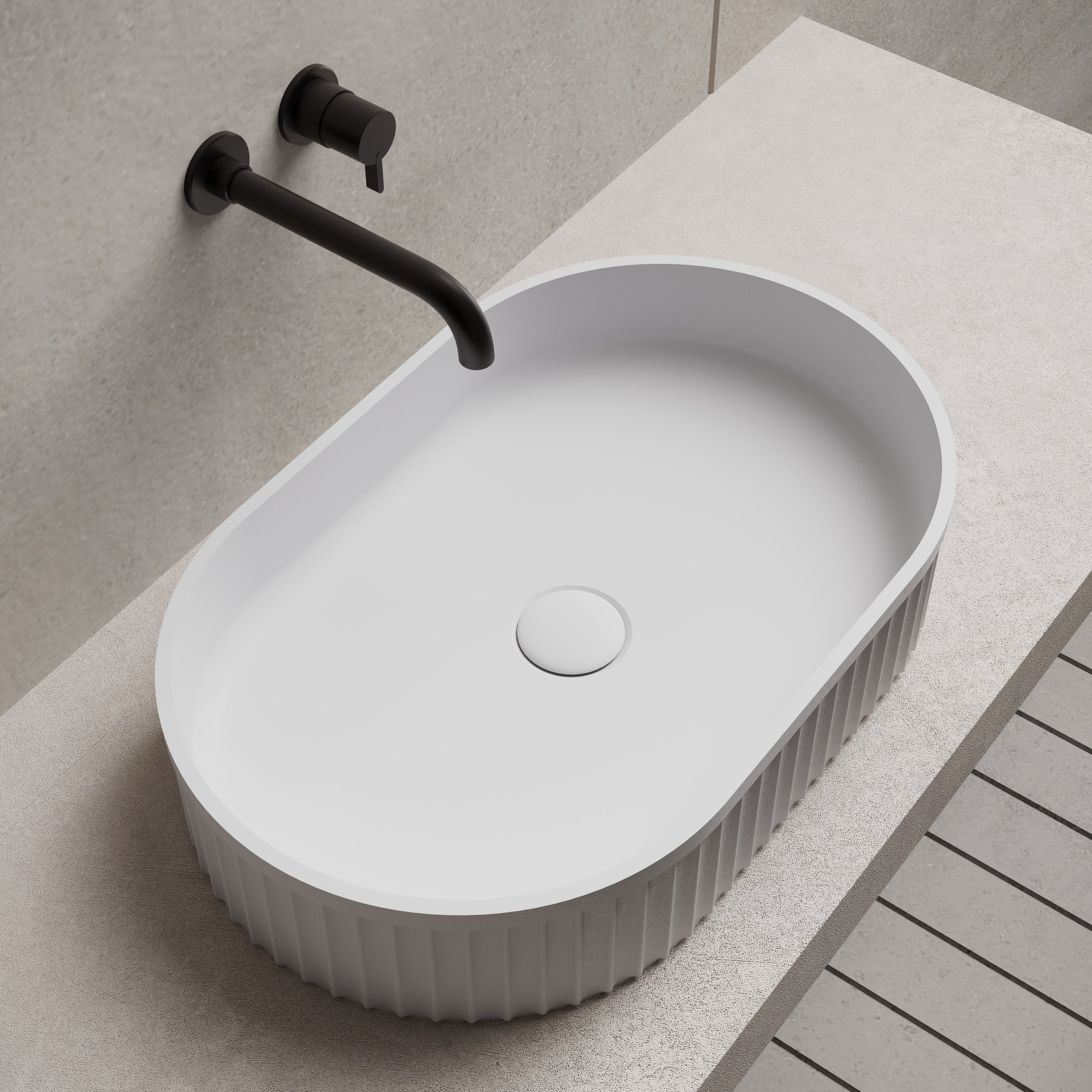 21.7 Inch MonBlari Solid Surface Vessel Bowl Sink Bathroom Sink TW-A8121-LeftTop