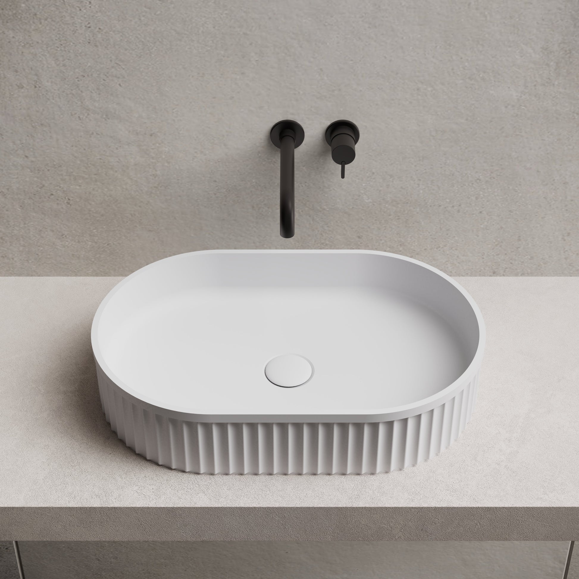 21.7 Inch MonBlari Solid Surface Vessel Bowl Sink Bathroom Sink TW-A8121-FrontTop