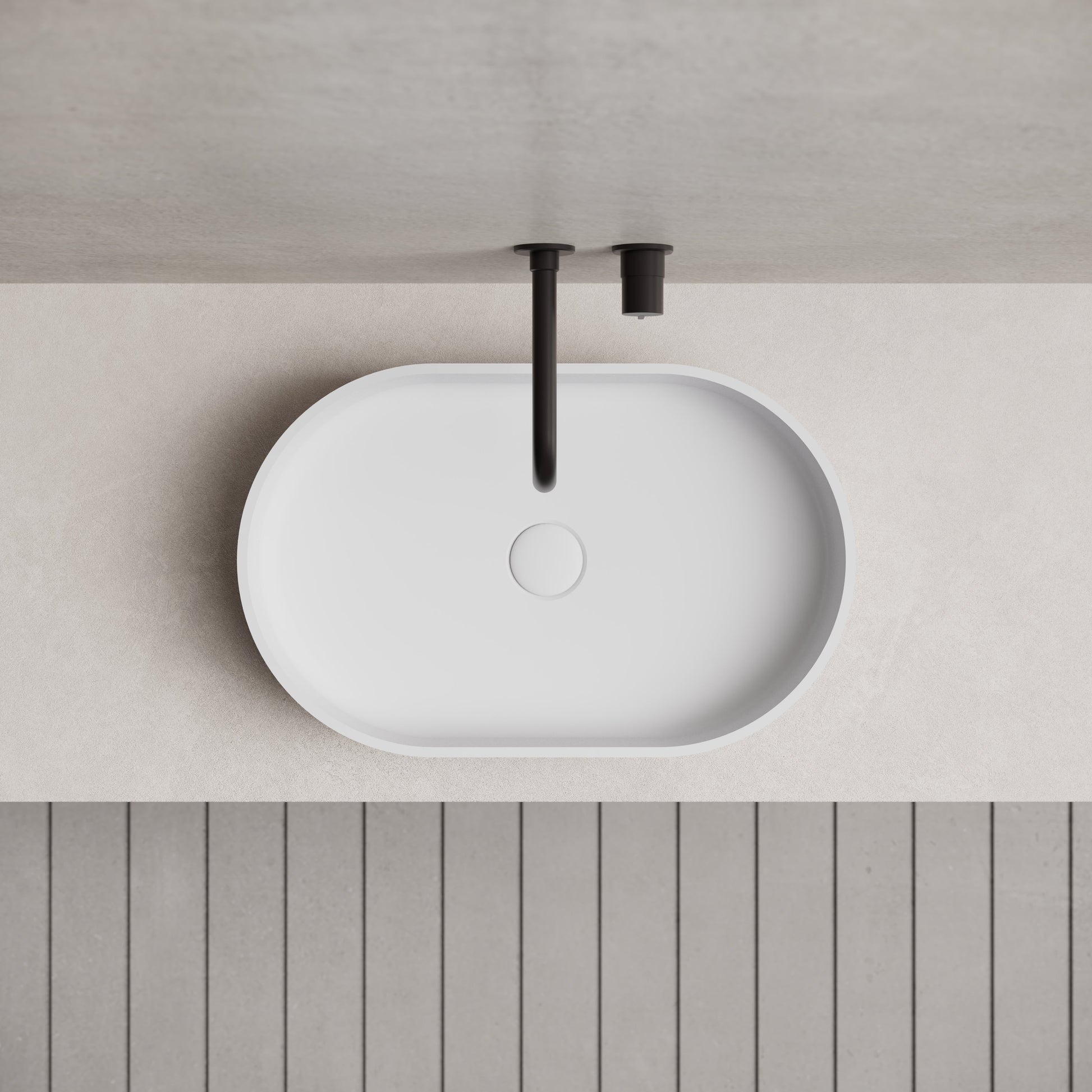 21.7 Inch MonBlari Solid Surface Vessel Bowl Sink Bathroom Sink TW-A8121-TopView