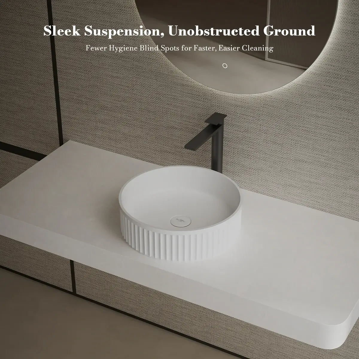 15.7 Inch MonBlari VENUS SERIES Solid Surface Vessel Bowl Sink Bathroom Sink