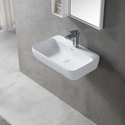 23.6 Inch MonBlari Solid Surface Wall Mount Sink Bathroom Vessel Sink