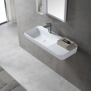 35.4 Inch MonBlari Solid Surface Wall Mounted Sink Bathroom Sink