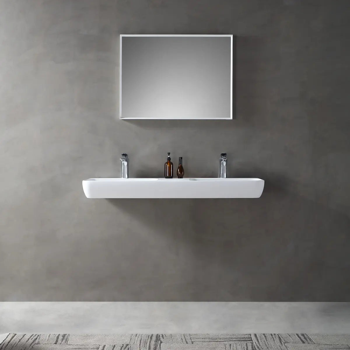 47.2 Inch MonBlari Solid Surface Wall Mount Sink for Bathroom