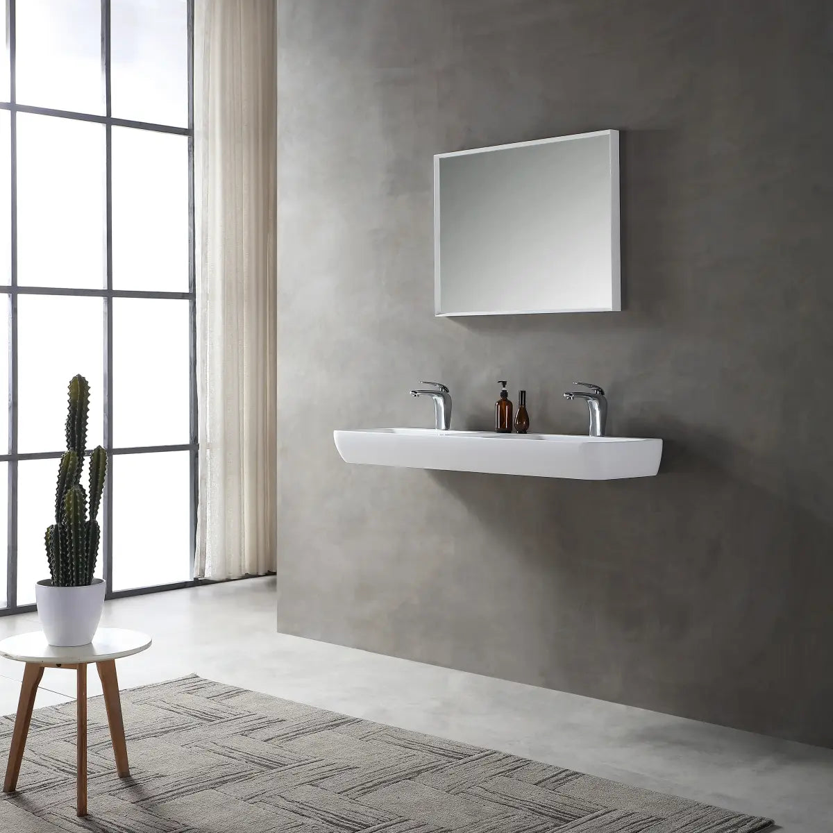 47.2 Inch MonBlari Solid Surface Wall Mount Sink for Bathroom