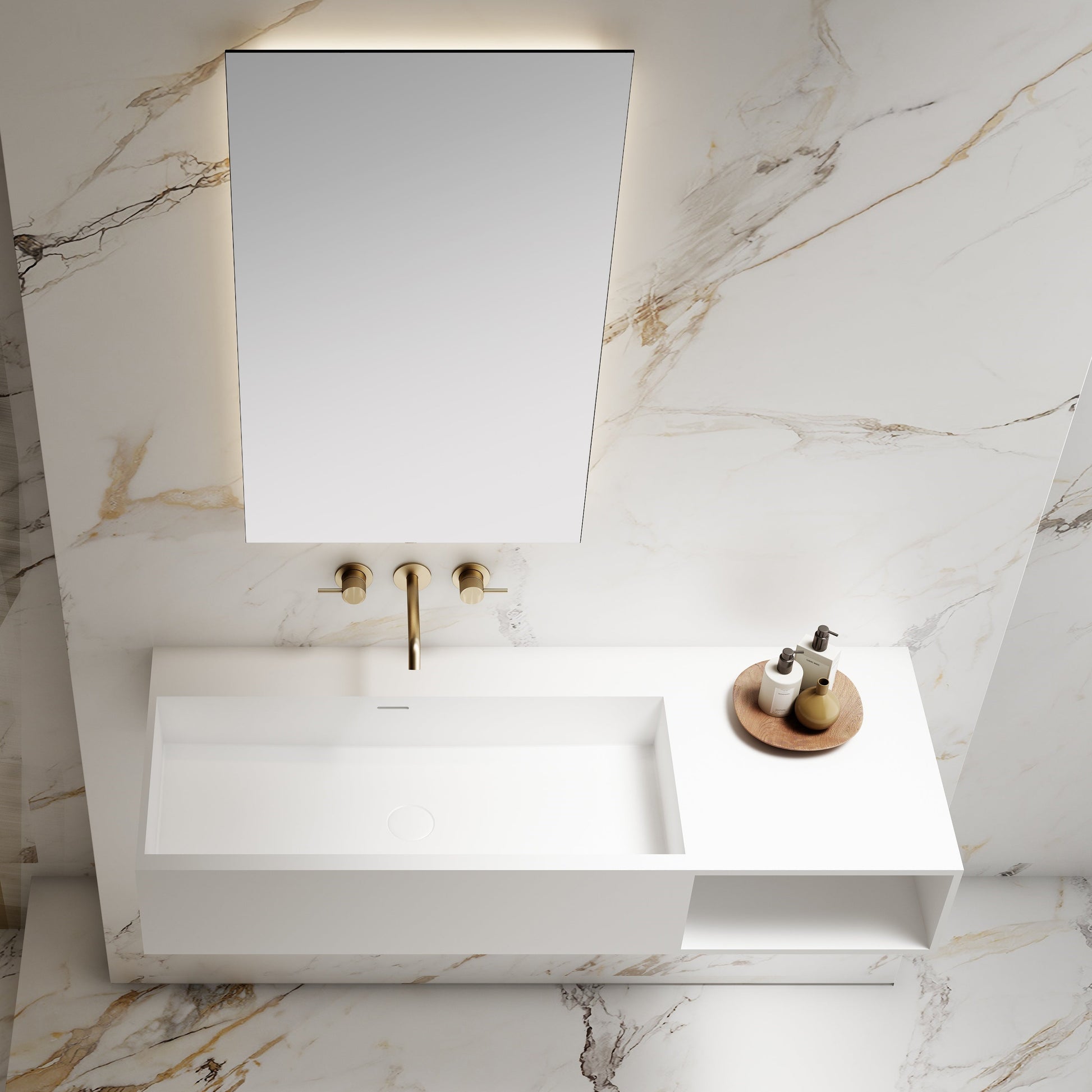 47 Inch MonBlari Solid Surface Vessel Bowl Sink Bathroom Sink-TW-G206-FrontTopView