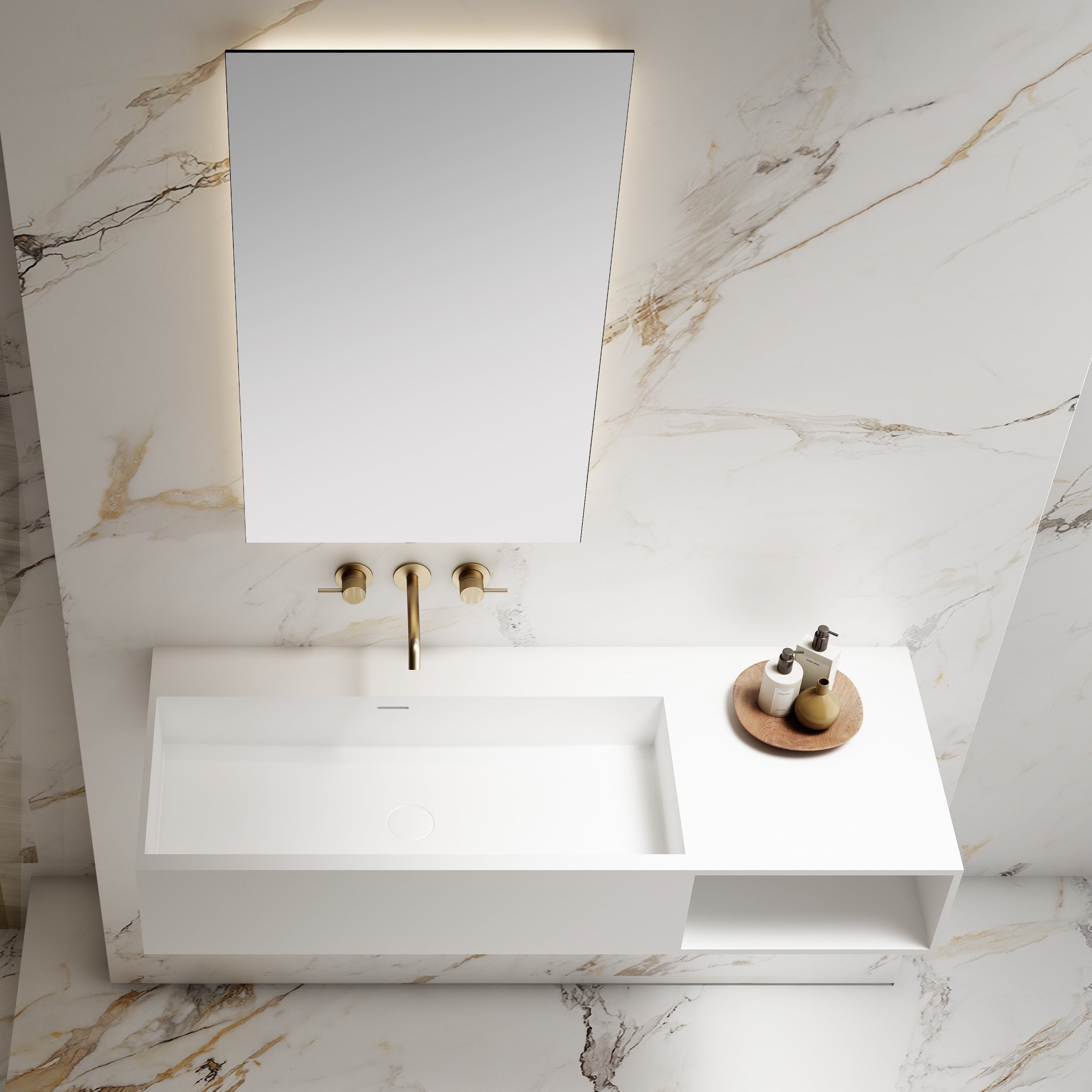 47 Inch MonBlari Solid Surface Vessel Bowl Sink Bathroom Sink-TW-G206-FrontTopView